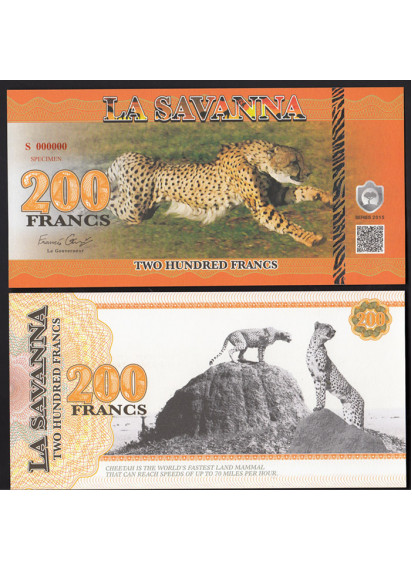 LA SAVANNA 200 Francs 2015 Ghepardo Fior di Stampa